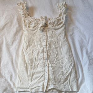 Princess Polly Cream Ruffled Dress